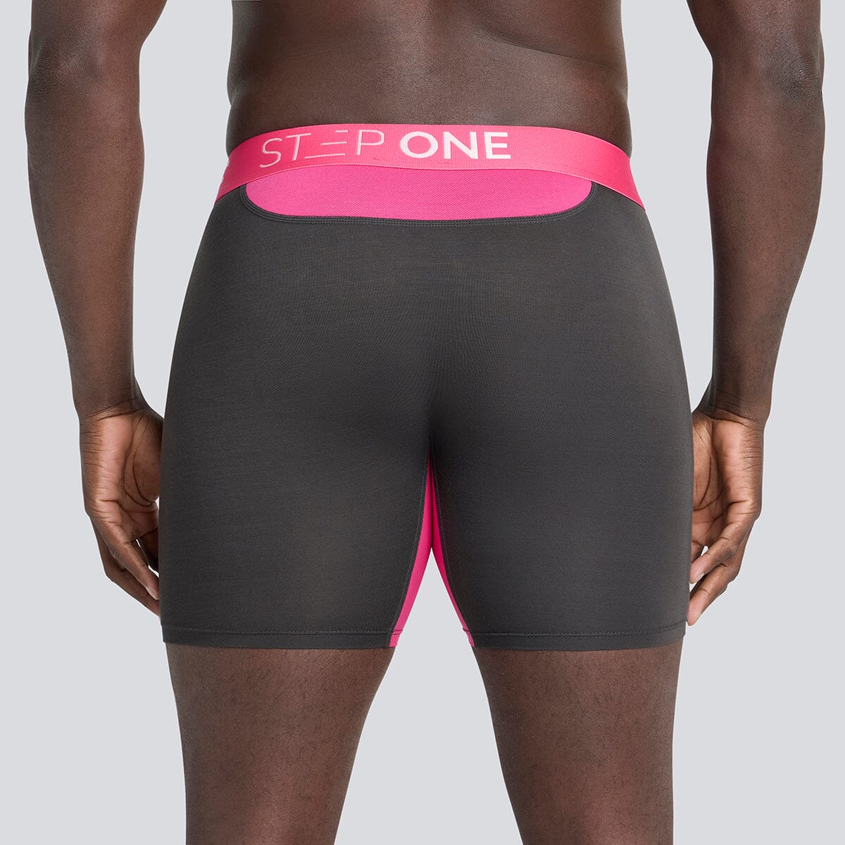 Boxer Brief - Charcoal/Pink - Bamboo Underwear - Model:Baba