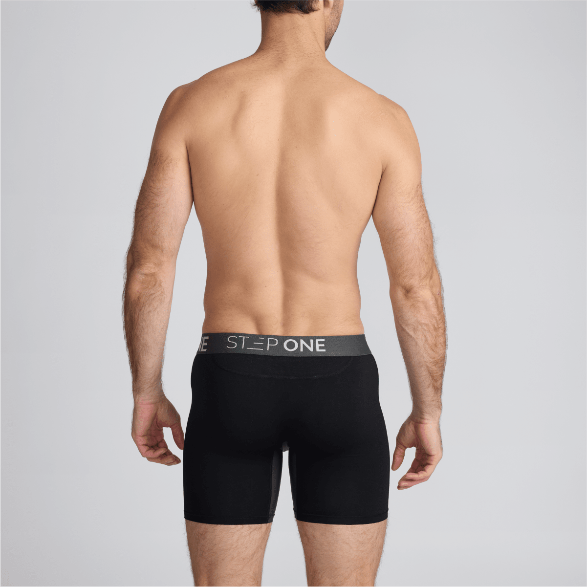 Men's Bamboo Underwear Boxers in black and grey - Model:Skyler