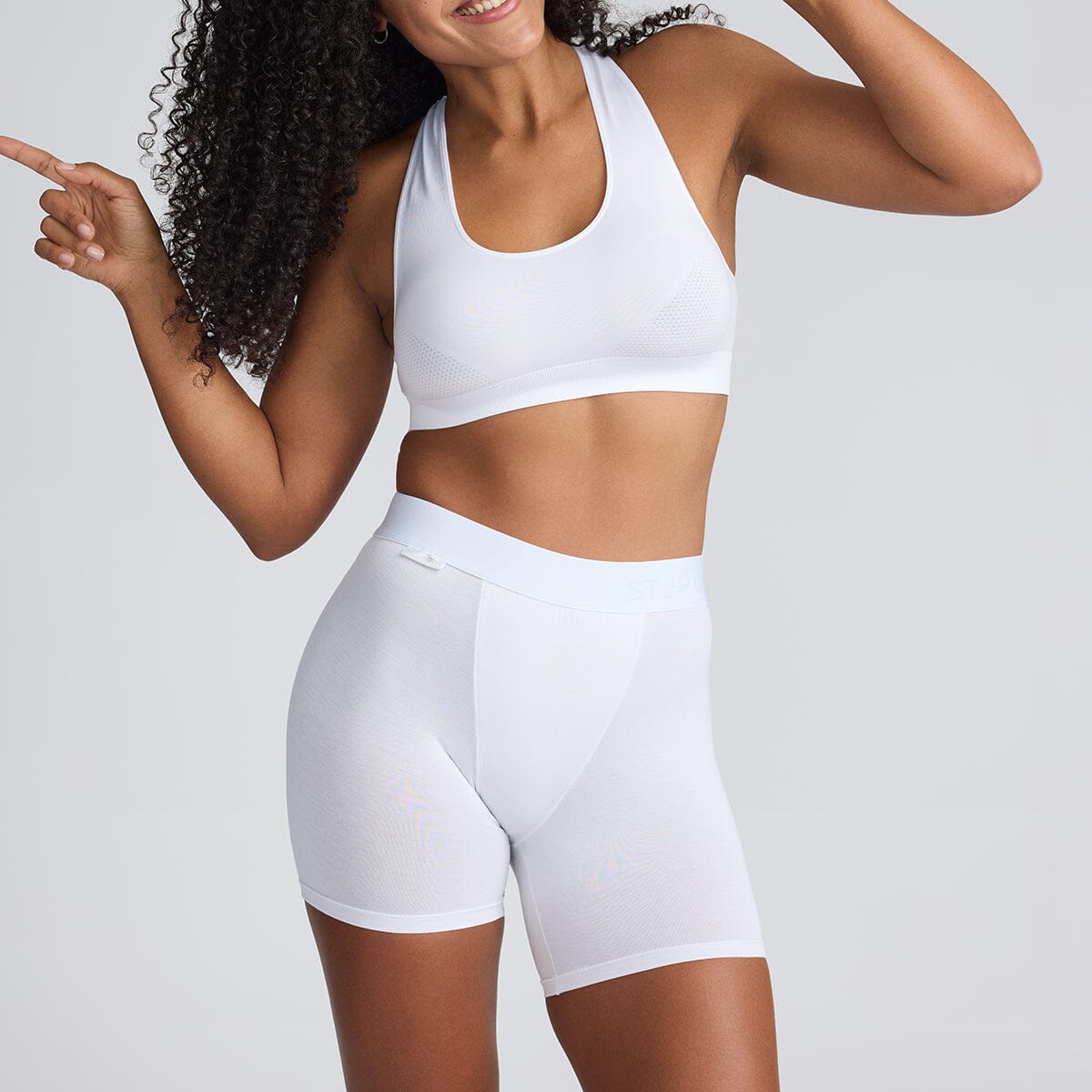 Women's Underwear Body Short in White - Model:Yolanda