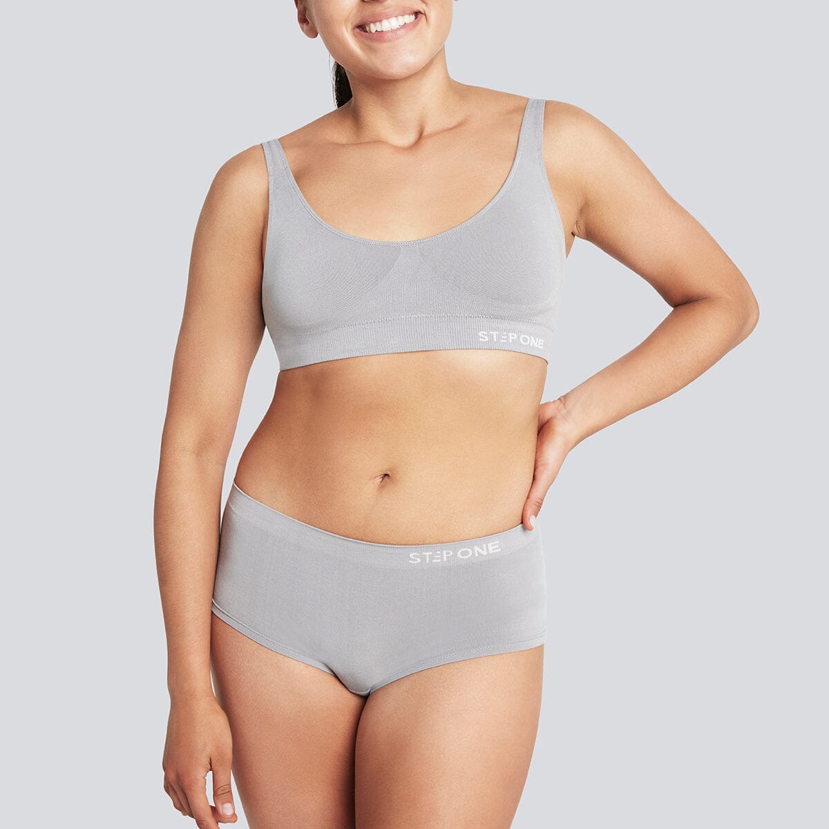 Women's SmoothFit Padded Bra - Ultimate Grey - Bamboo Underwear - Model:Natalia