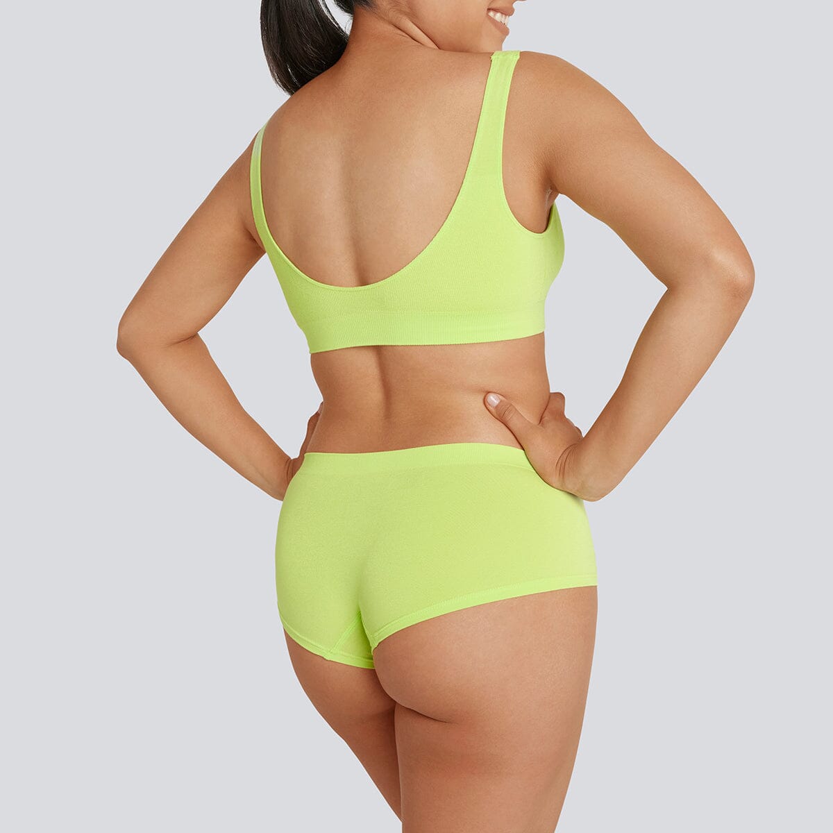 Women's SmoothFit Boyleg - Acid Lime - Bamboo Underwear - Model:Natalia