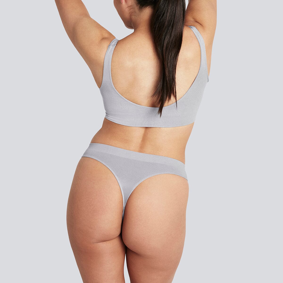 Women's SmoothFit Thong - Grey - Bamboo Underwear - Model:Natalia