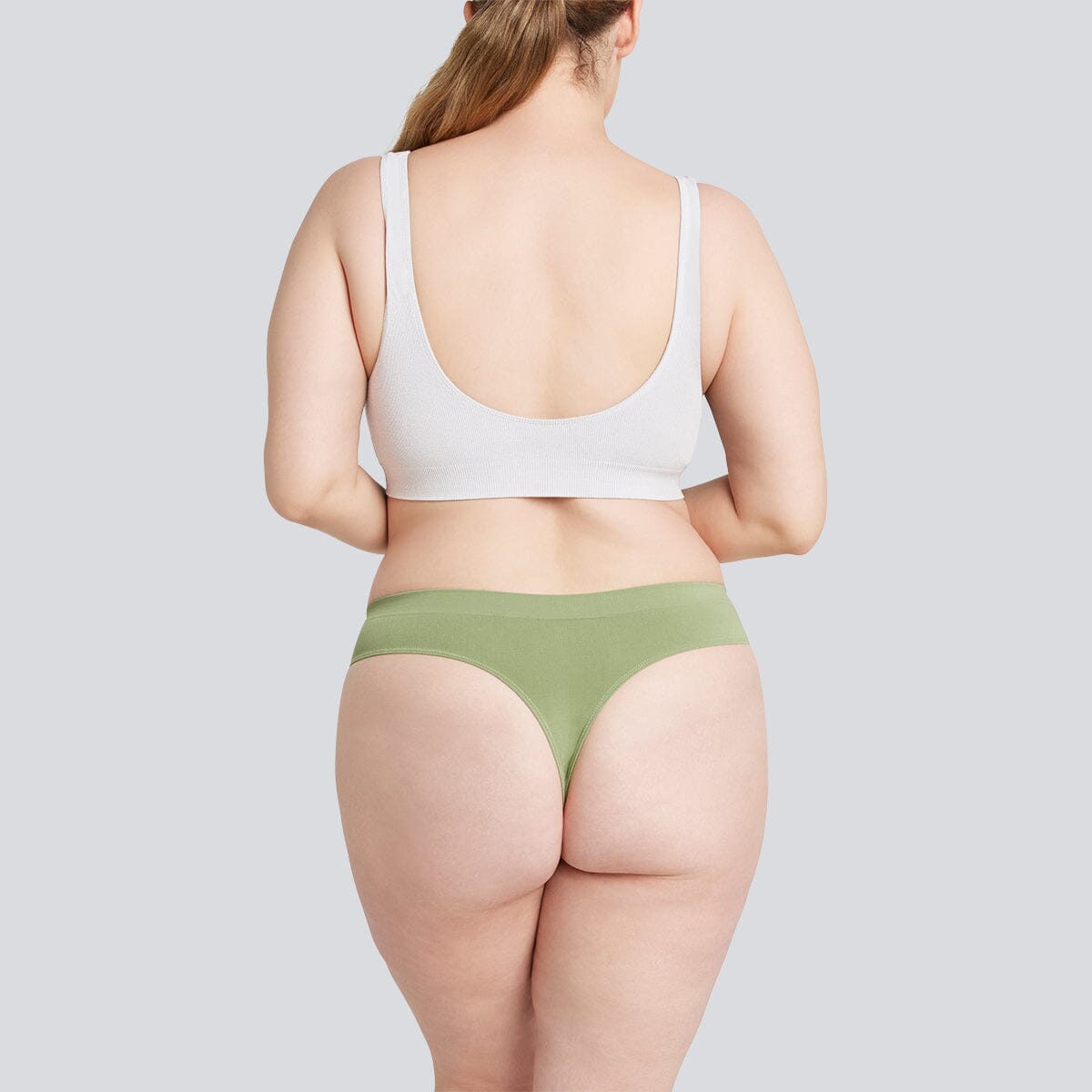 Women's SmoothFit Thong - Sage - Bamboo Underwear - Model:Ashleigh