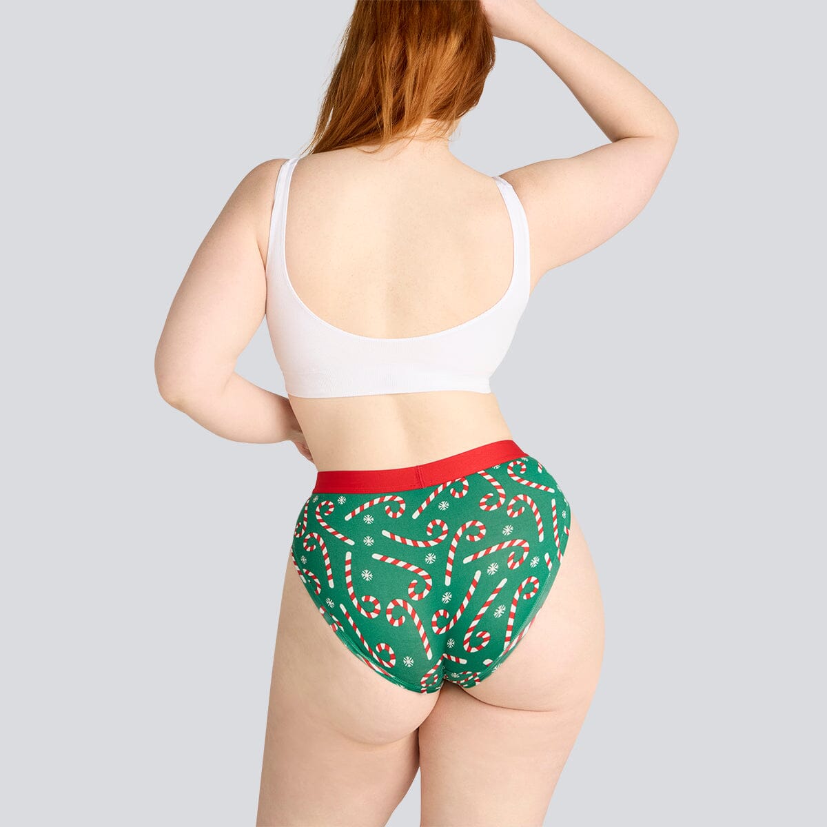 Women's Bikini Brief - Candy Canes - Bamboo Underwear - Model:Eloise