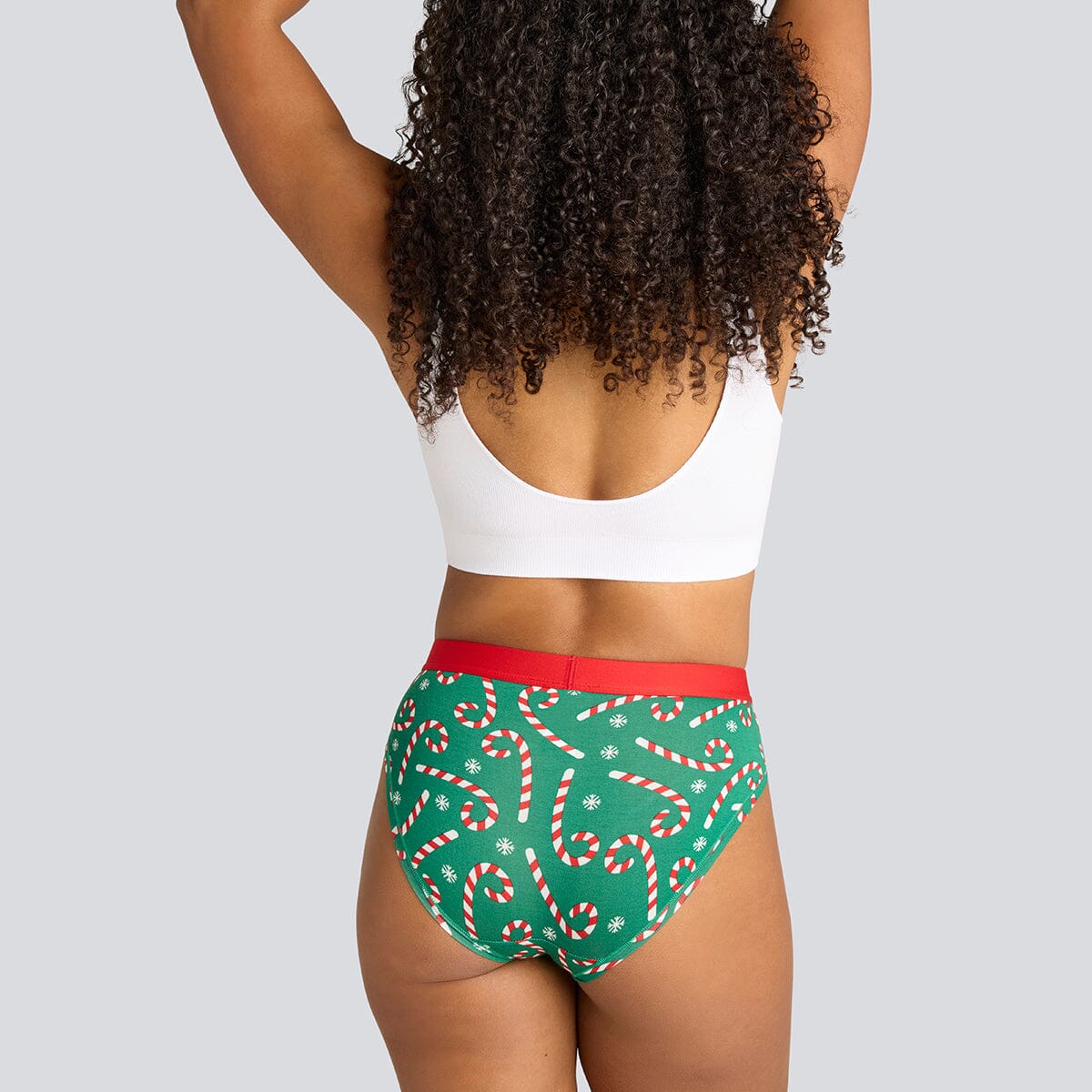 Women's Bikini Brief - Candy Canes - Bamboo Underwear - Model:Yolanda